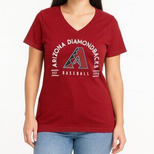 Arizona Diamondbacks Women’s V-Neck Graphic Tee Red Short Sleeve